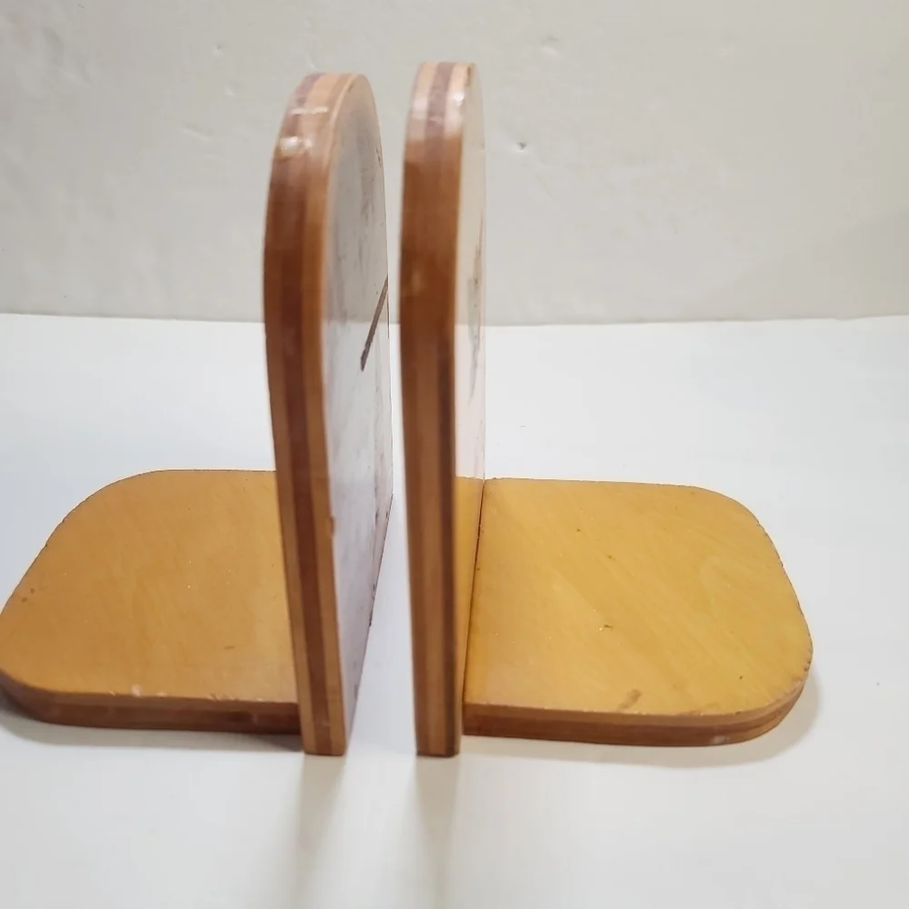 Vintage Hand Painted Eagle Americana Wood Bookends